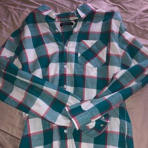 Plaid button up slim fit Large